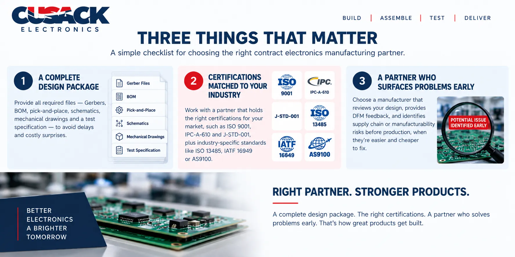 Three point recap of what matters when choosing an electronic contract manufacturing partner