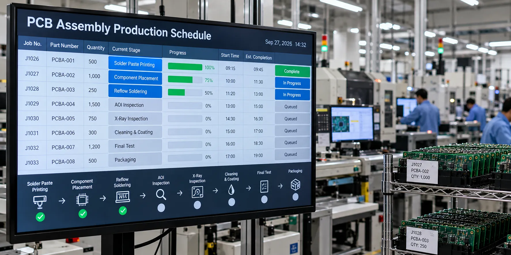 Production scheduling for SMT assembly process lead times